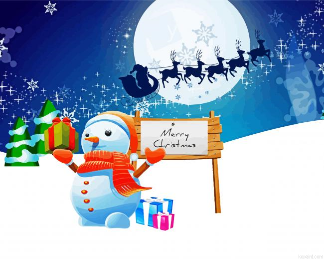 Christmas Snow Man Painting By Numberss.png