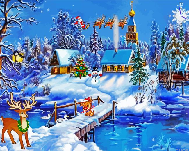 Christmas Snow Scene Painting By Numberss.png