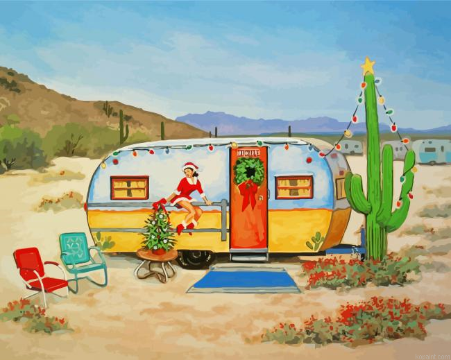 Christmas Travel Trailer In Desert Painting By Numberss.png