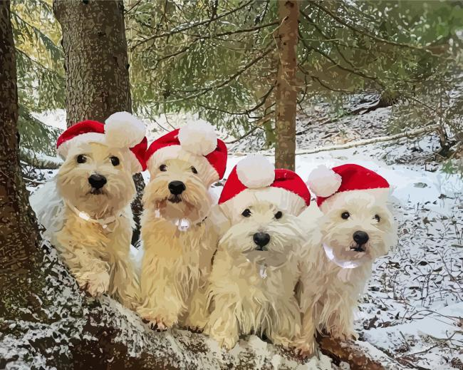 Christmas West Highland Terrier Dogs Paint By Numbers