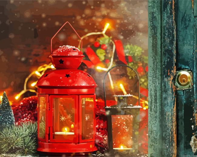 Christmastide Red Lantern Painting By Numberss.png