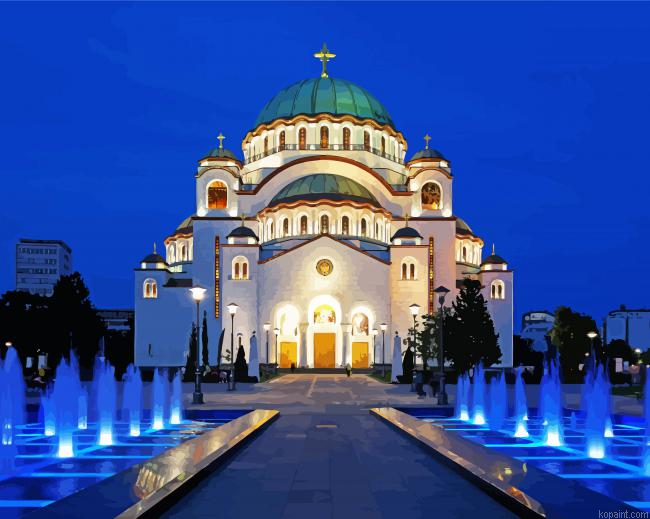 Church Temple Of Saint Sava Serbia Paint By Numbers