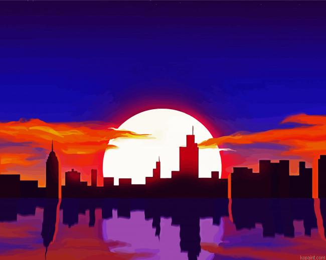 City Buildings Reflection Painting By Numberss.png