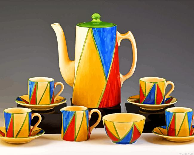 Clarice Cliff Coffee Set Paint By Numbers
