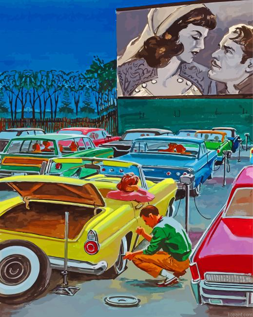 Classic Cars In Drive Ins Art Paint By Numbers