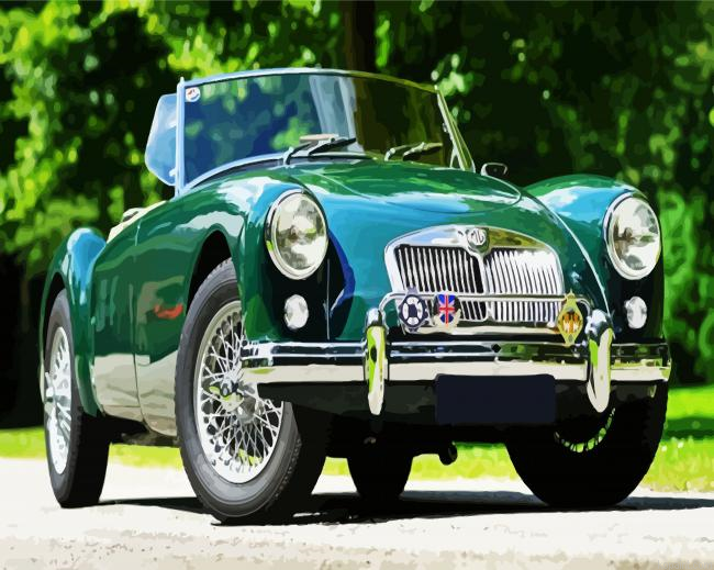 Classic Green MG Car- Paint By Numbers