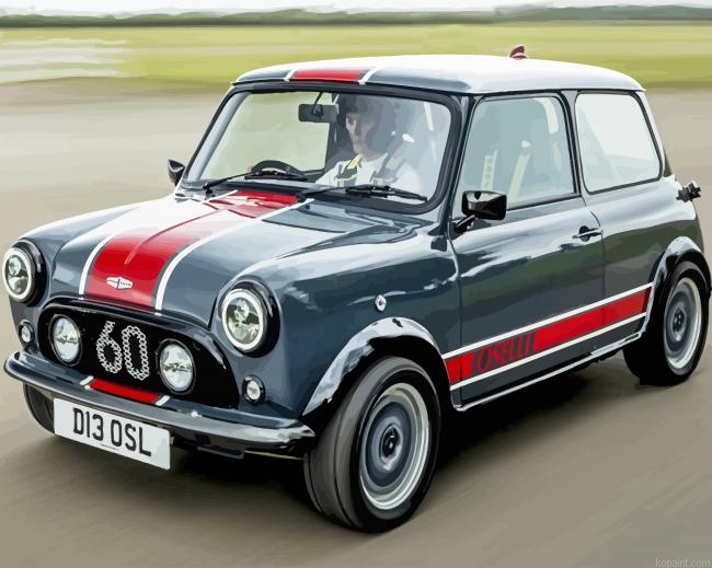 Classic Mini Car On Road Paint By Numbers