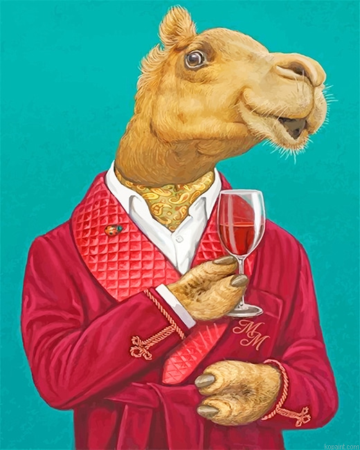 Classy Camel Drinking Wine New Painting By Numberss.png