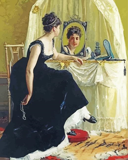 Classy Girl At Dressing Table Painting By Numberss.png