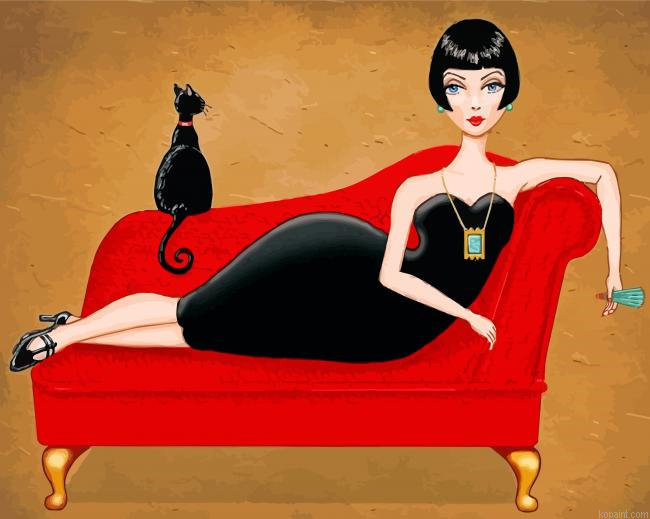Classy Lady And Cat Painting By Numberss.png