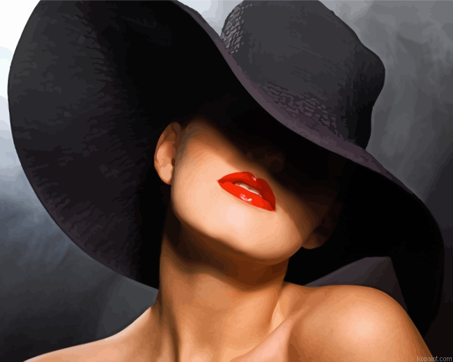Classy Lady In Hat Painting By Numberss.png
