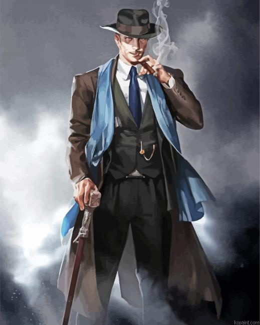 Classy Mafia Man Smoking Painting By Numberss.png