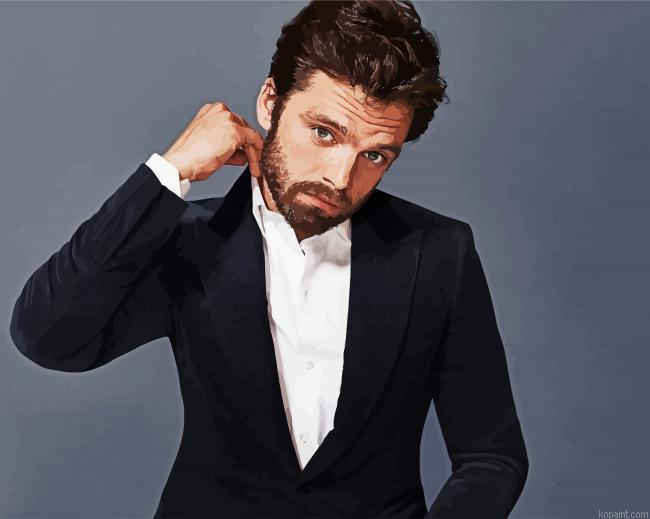 Classy Sebastian Stan Painting By Numberss.png