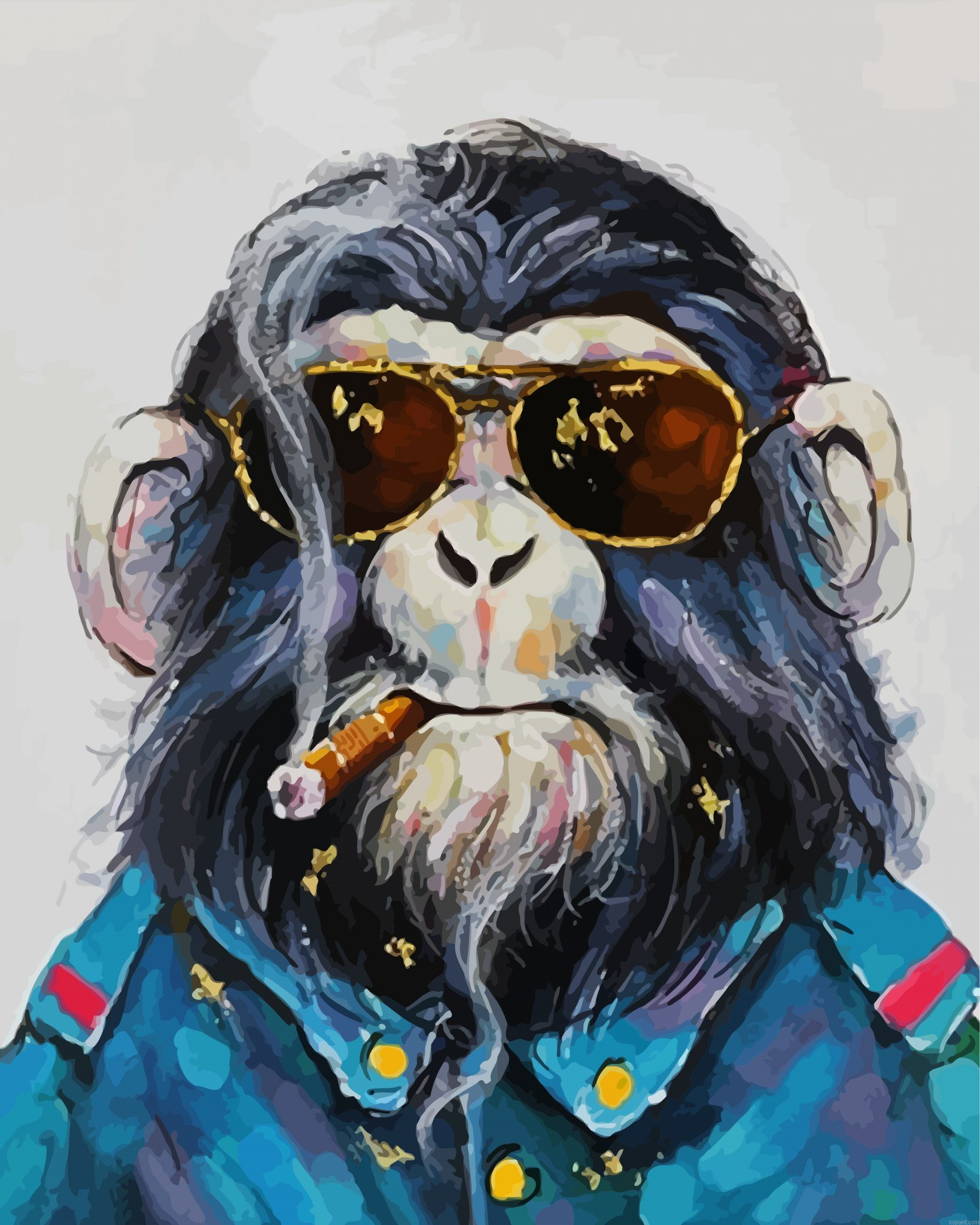 Classy Smoking Monkey Painting By Numberss.png