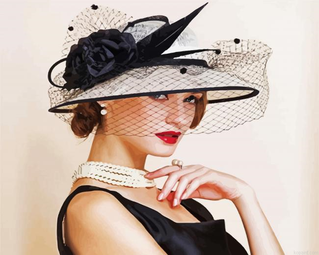 Classy Woman With Hat And Veil Paint By Numbers.png