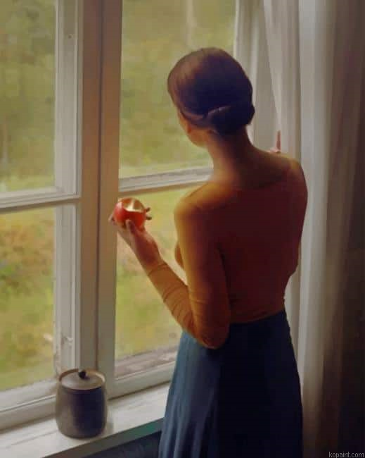 Classy Woman Looking Through The Window New Painting By Numberss.png