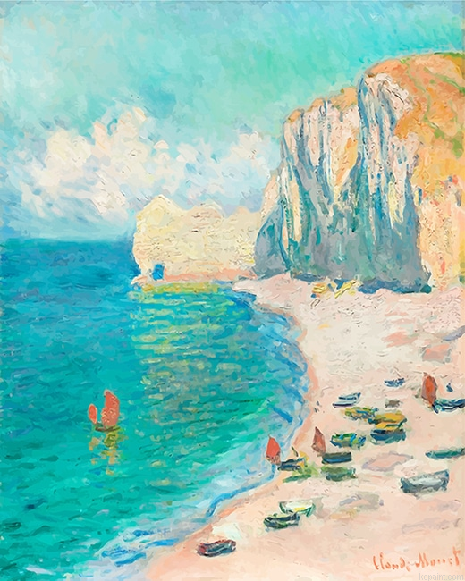 Claude Monet The Beach And The Falaise New Painting By Numberss.png