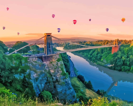 Clifton Bridge And Balloons At Sunset Painting By Numberss.png