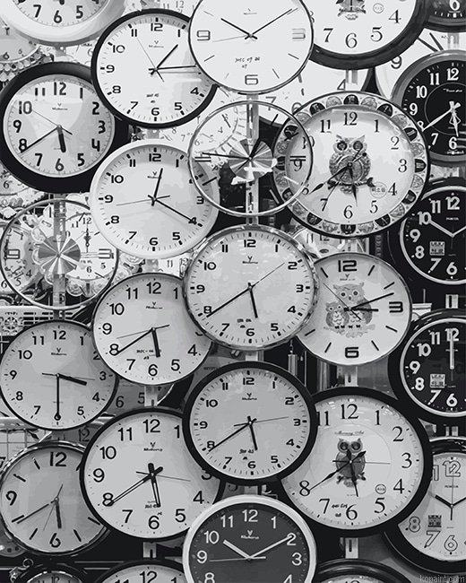Clock Time Black And White New Painting By Numberss.png