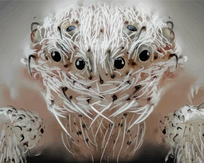 Close Up White Spider Painting By Numberss.png