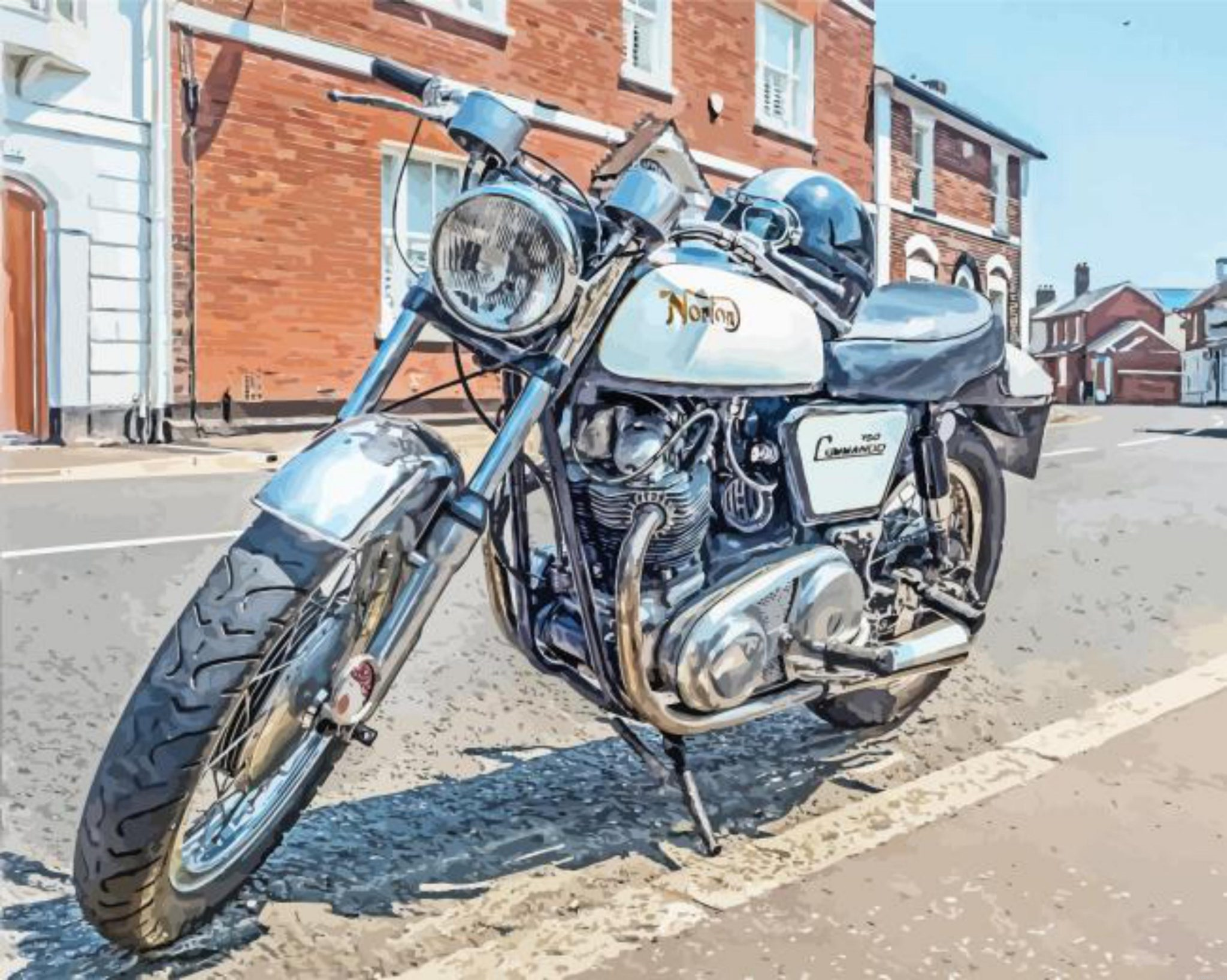 Close up Norton 750 Commando Paint By Numbers
