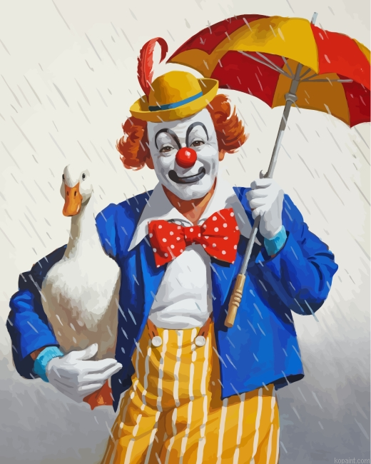 Clown And White Duck Painting By Numberss.png
