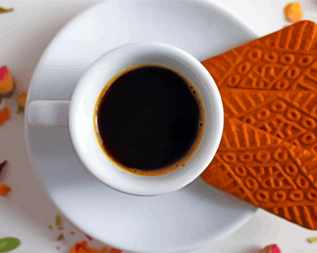 Coffee In Cup And Biscuit Painting By Numberss.png