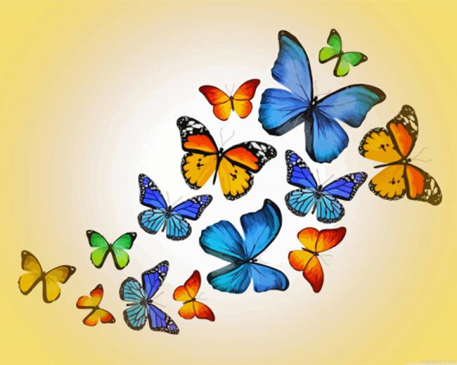 Colored Butterflies Painting By Numberss.png