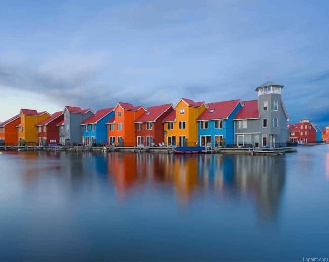 Colored Houses Hoogkerk Dutch New Painting By Numberss.png