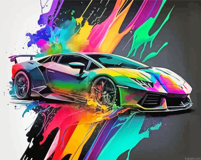 Colorful Abstract Lamborghini Car Painting By Numberss.png