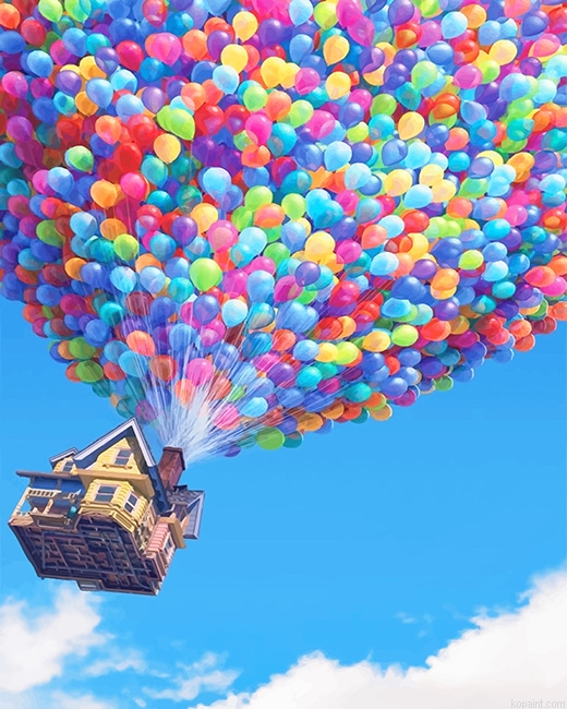 Colorful Balloons Flying House New Painting By Numberss.png