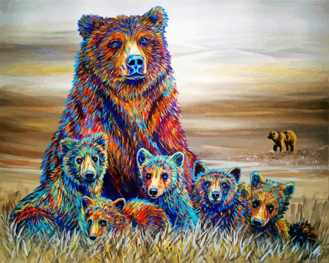 Colorful Bears Family Painting By Numberss.png
