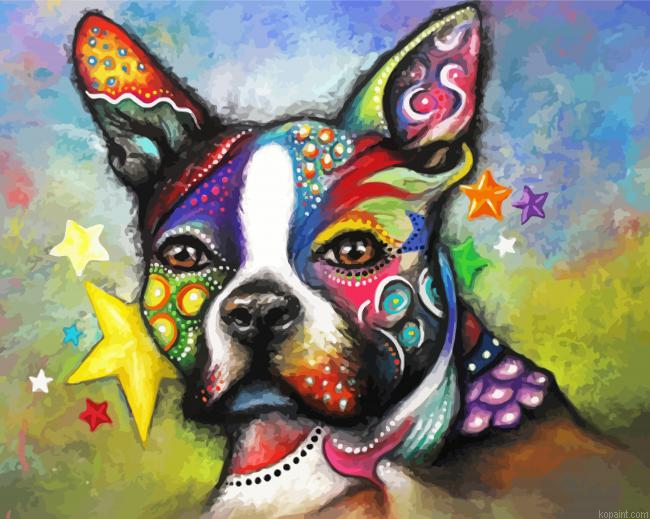 Colorful Boston Terrier Animal Painting By Numberss.png