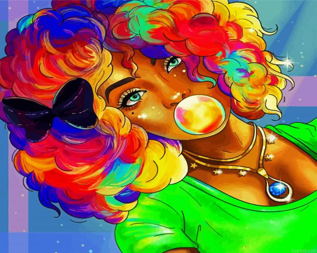 Colorful Bubblegum Girl Painting By Numberss.png