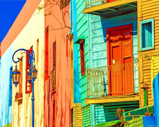 Colorful Buildings Argentina Paint By Numbers