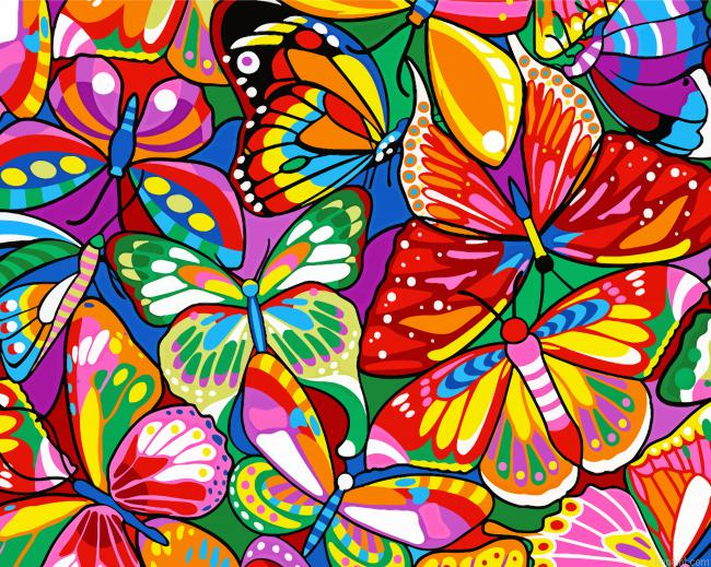 Colorful Butterflies Painting By Numberss.png