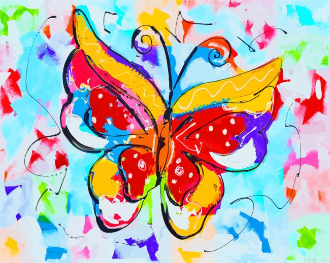 Colorful Butterfly Art Painting By Numberss.png