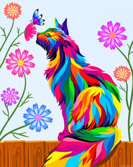 Colorful Cat Art Painting By Numberss.png