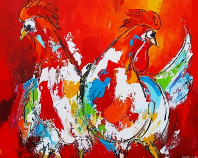 Colorful Chikenns Art Painting By Numberss.png