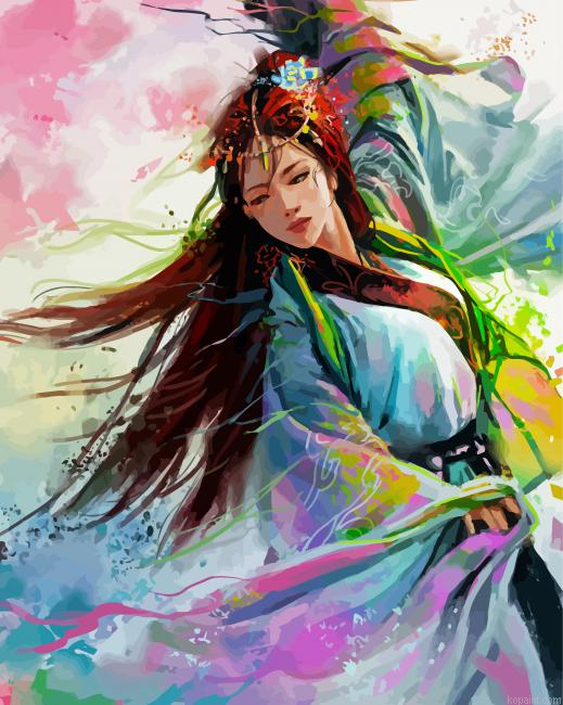 Colorful Chinese Woman Art Paint By Numbers.png
