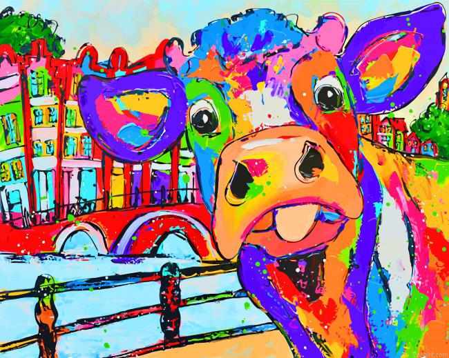 Colorful Cow In Amsterdam Painting By Numberss.png