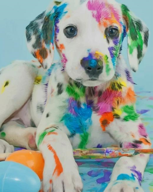 Colorful Dalmatian Painting By Numberss.png