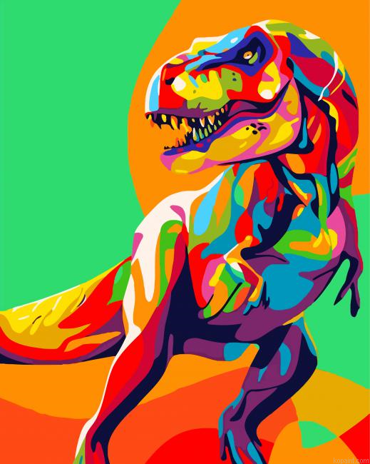 Colorful Dinosaur Painting By Numberss.png