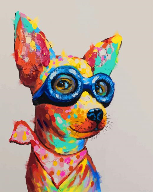 Colorful Dog With Glasses Painting By Numberss.png