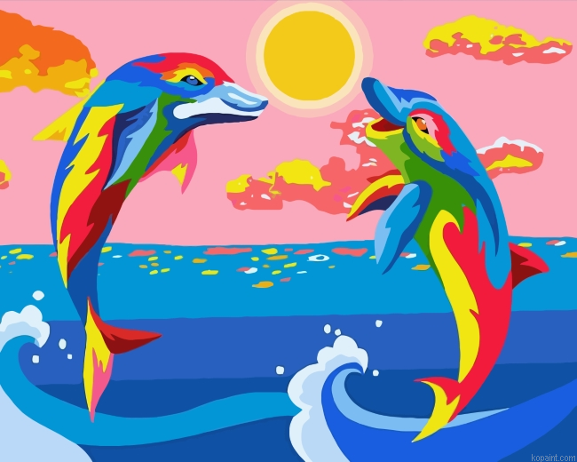Colorful Dolphins Painting By Numberss.png