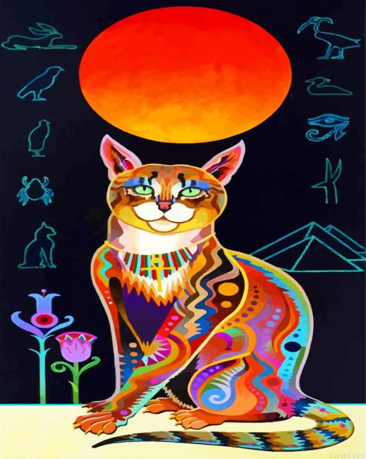 Colorful Egyptian Cat Paint By Numbers