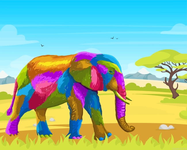 Colorful Elephant Painting By Numberss.png