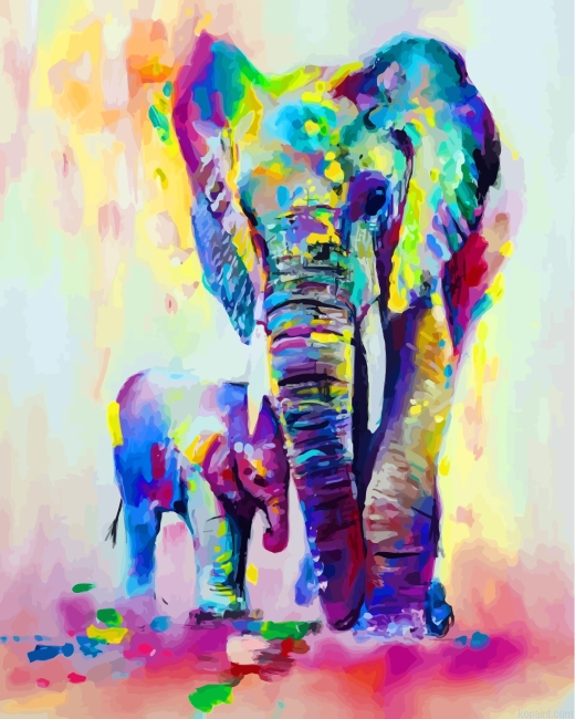 Colorful Elephants Art Painting By Numberss.png