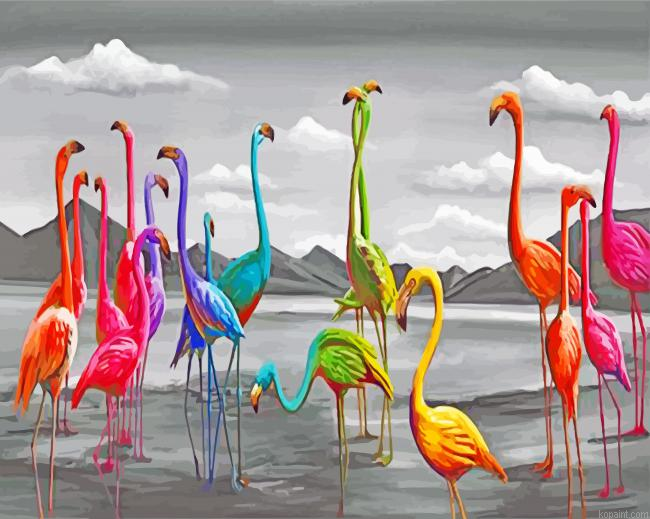 Colorful Flamingos Painting By Numberss.png