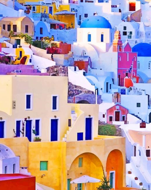 Colorful Greece Houses New Painting By Numberss.png